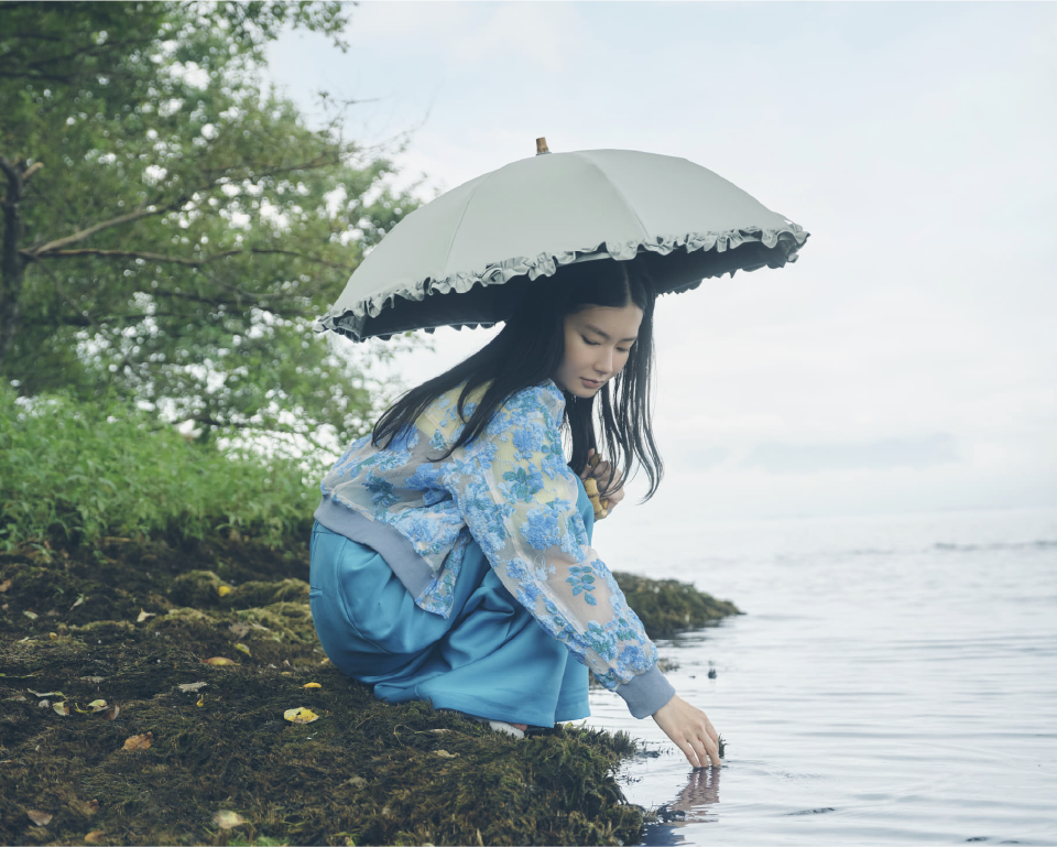 完全遮光日傘 フリル