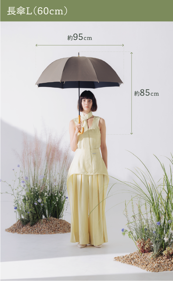 長傘を開いたときの着用イメージ