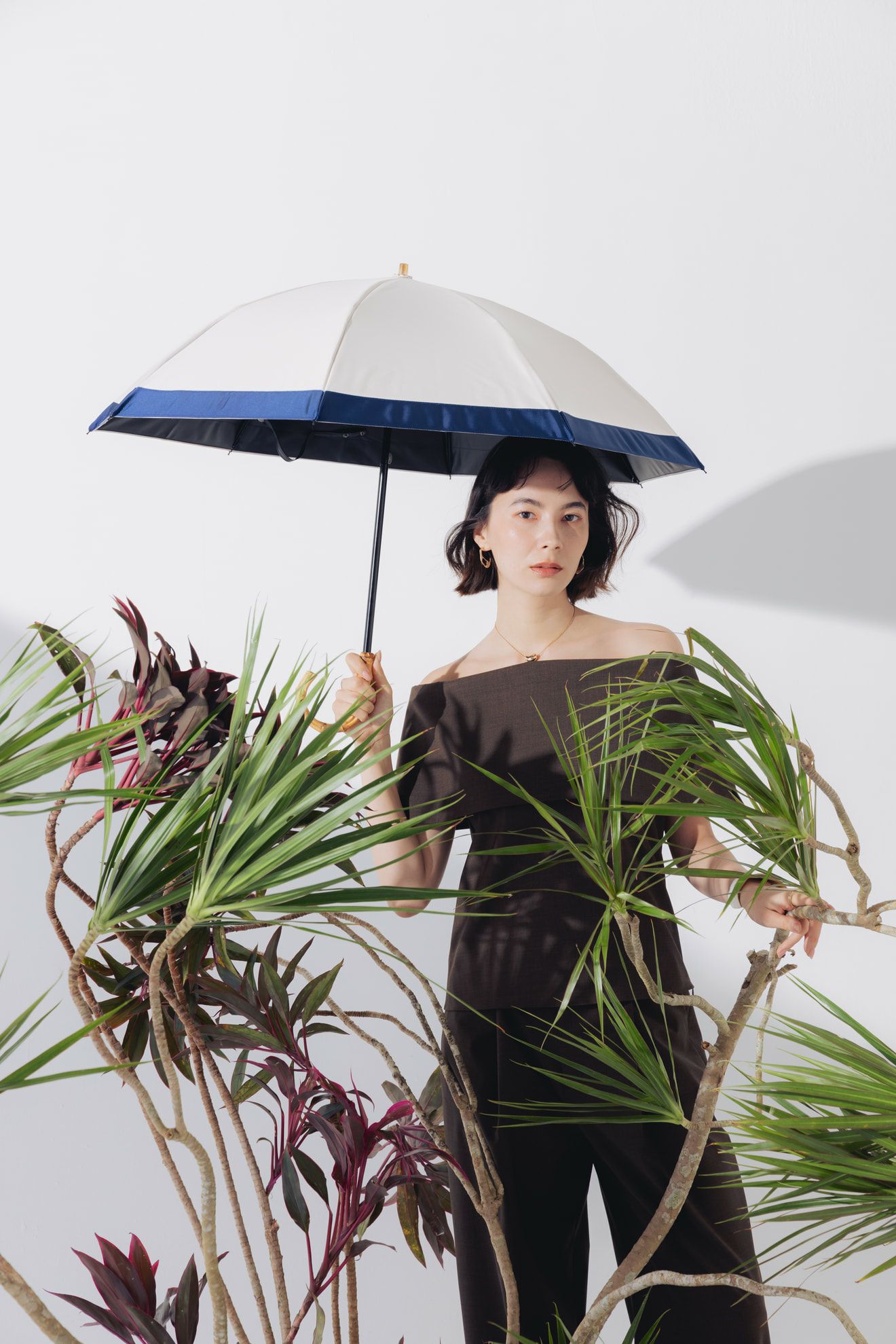 完全遮光日傘 UV100%カット 2段2WAY 折りたたみ日傘 バイカラー