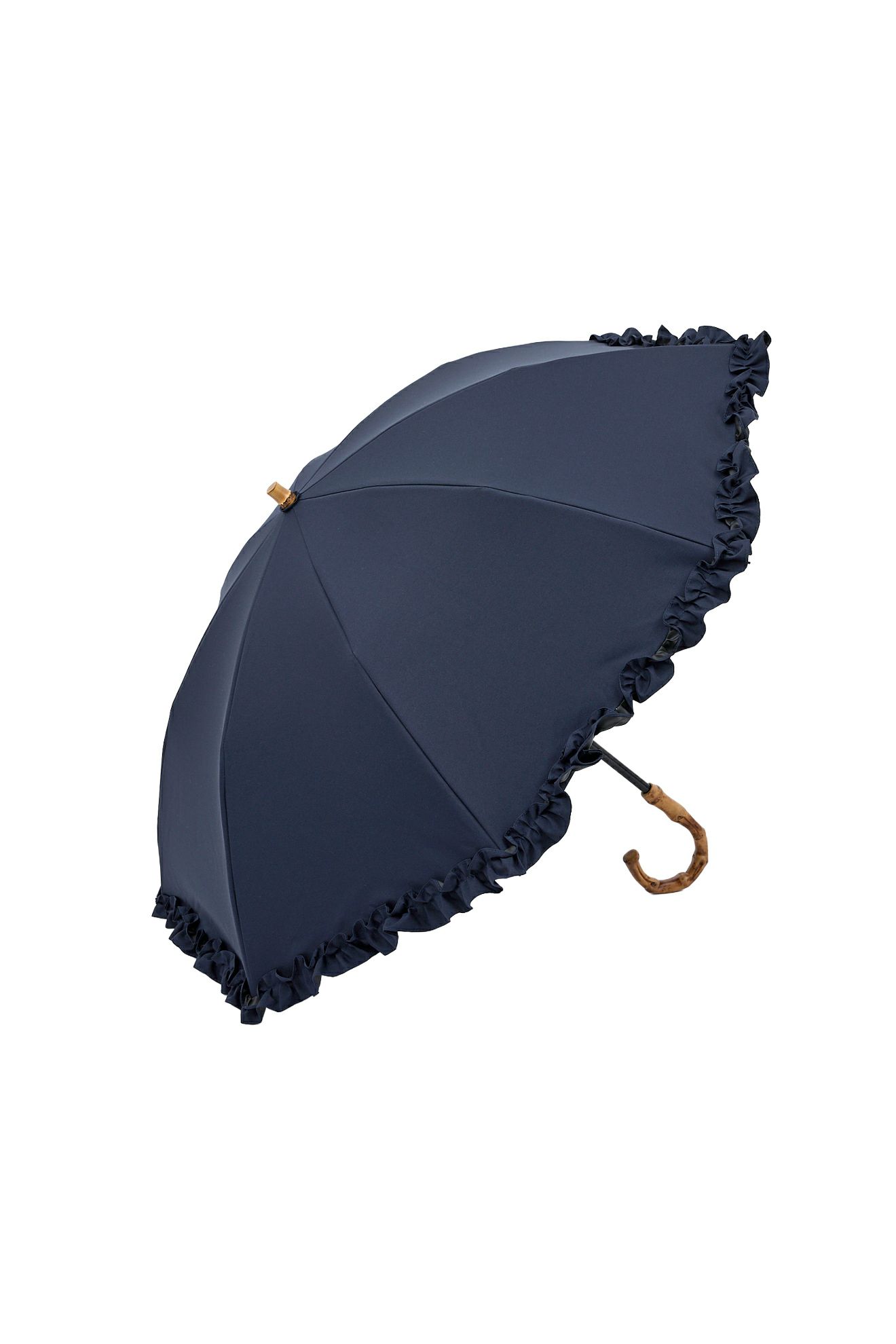 untule 2段2WAY 折りたたみ日傘(50cm)/フリル ネイビー(NV) 完全遮光100% 2段2WAY 折りたたみ日傘/フリル(50cm)