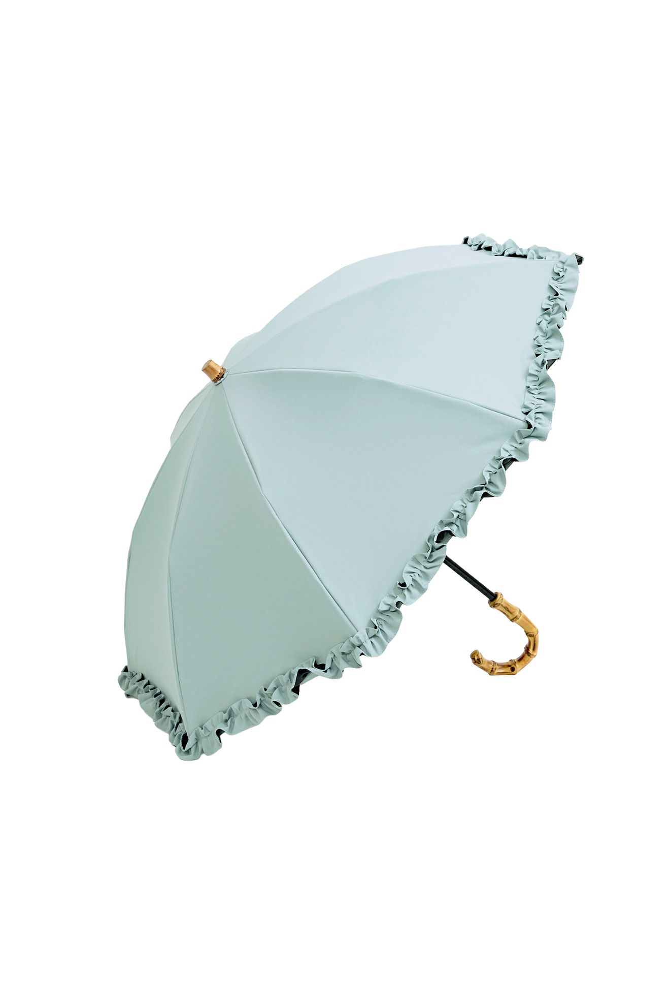 完全遮光100% 2段2WAY 折りたたみ日傘/フリル(50cm)