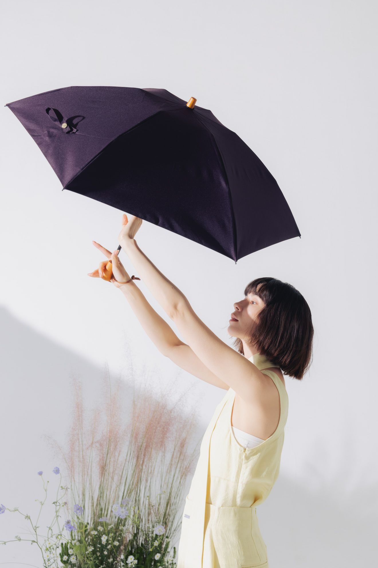 完全遮光日傘 UV100%カット 3段ミニ 折りたたみ日傘 ワンカラー