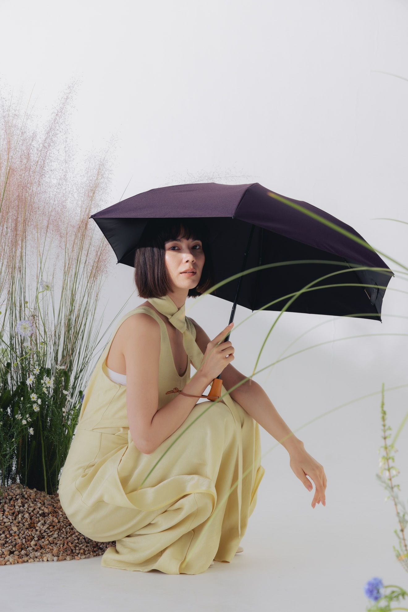 完全遮光日傘 UV100%カット 3段ミニ 折りたたみ日傘 ワンカラー