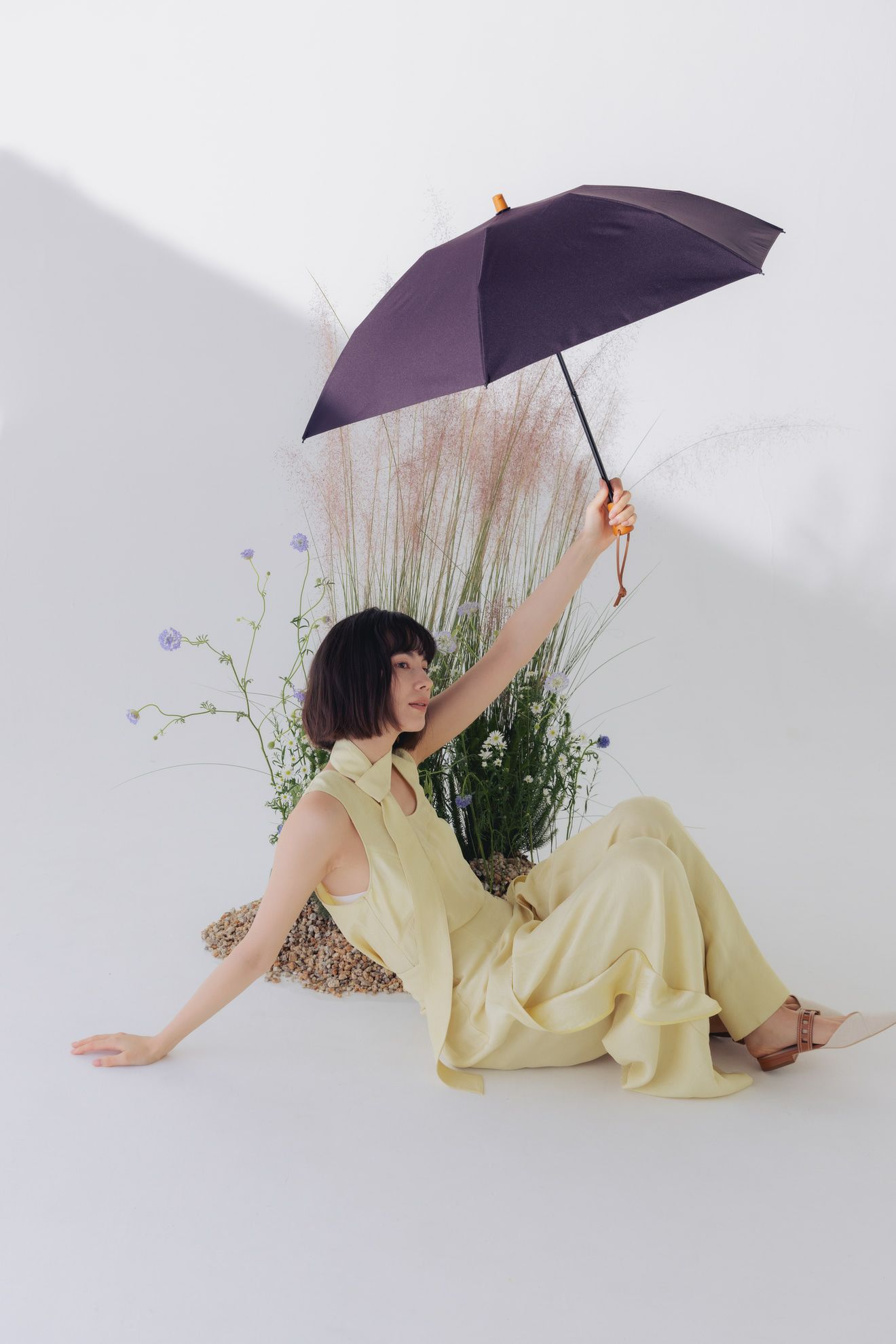 完全遮光日傘 UV100%カット 3段ミニ 折りたたみ日傘 ワンカラー