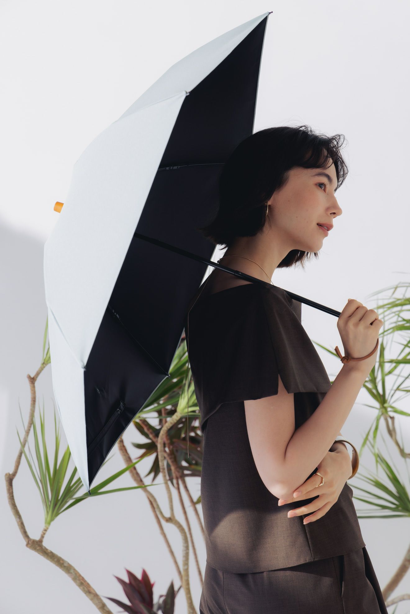 完全遮光日傘 UV100%カット 3段ミニ 折りたたみ日傘 ワンカラー