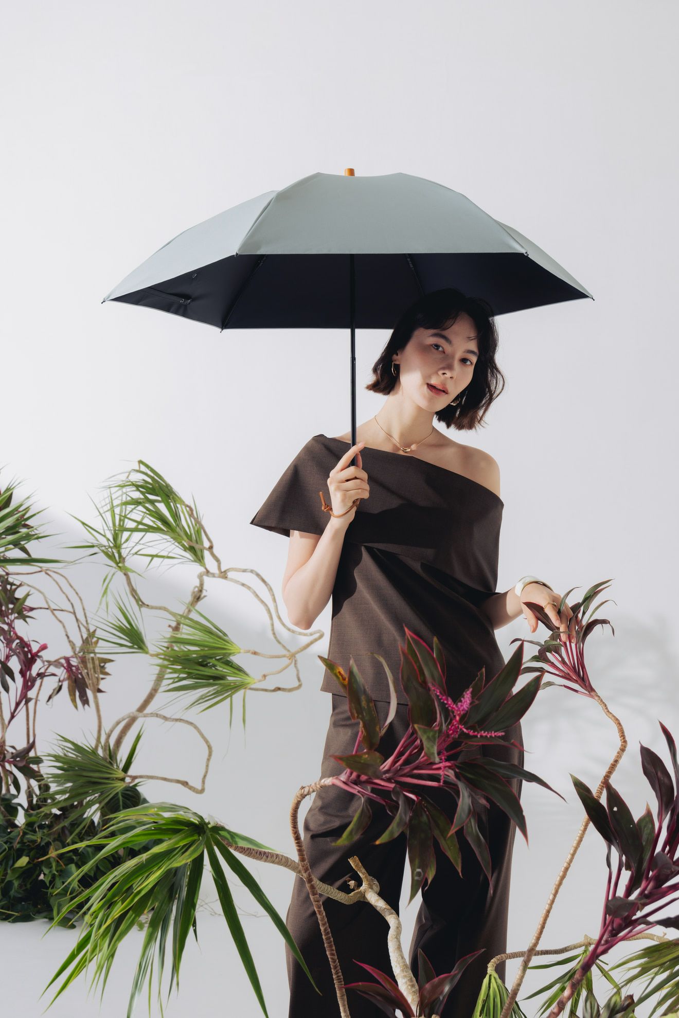 完全遮光日傘 UV100%カット 3段ミニ 折りたたみ日傘 ワンカラー