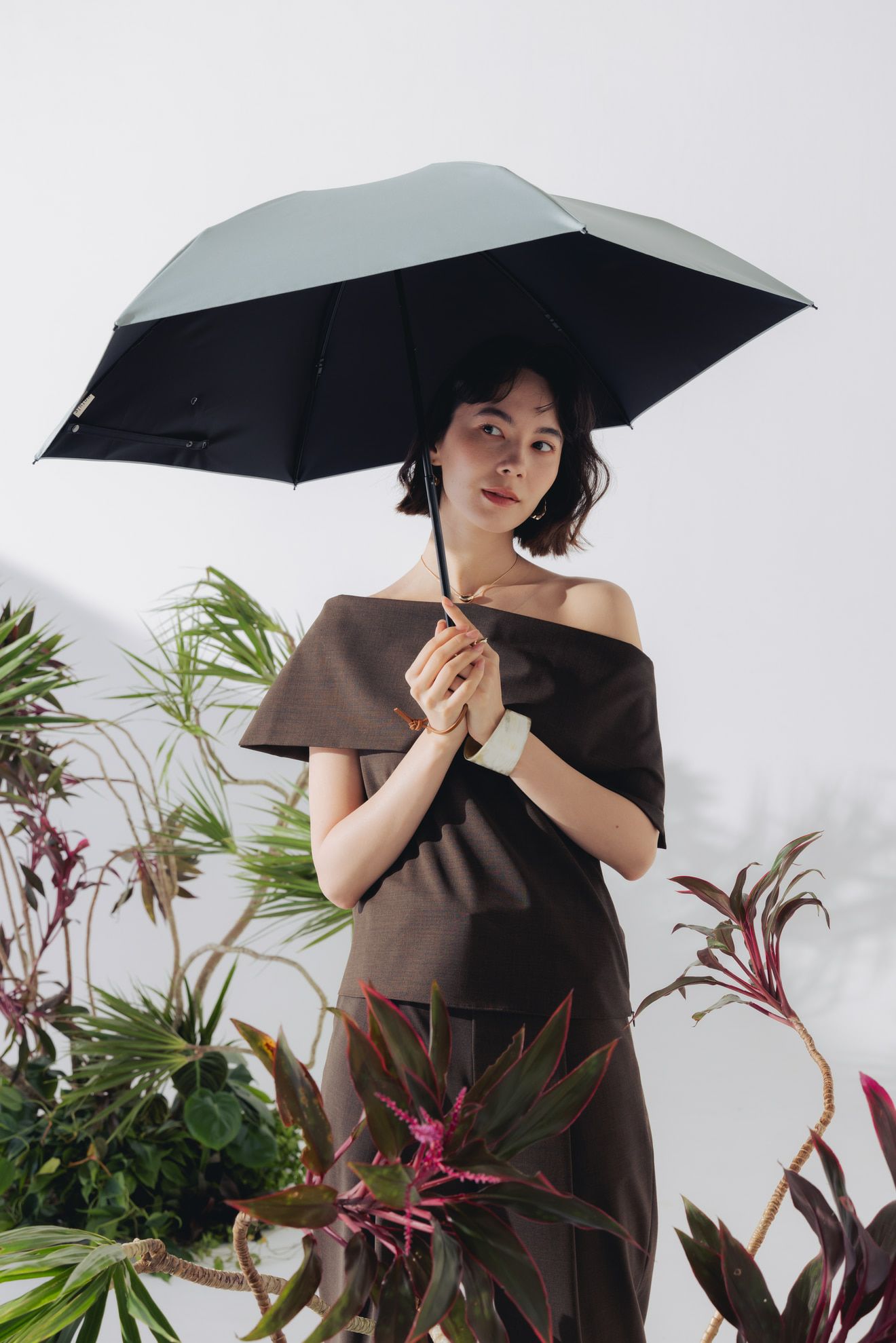 完全遮光日傘 UV100%カット 3段ミニ 折りたたみ日傘 ワンカラー